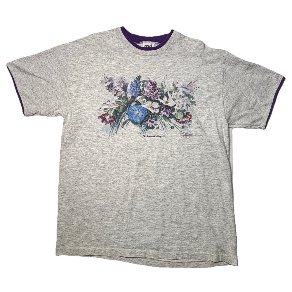 Vintage 90s Debra‎ Moffitt St Armands Key FL Ringer Tee Anvil USA Single Stitch